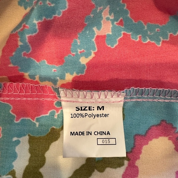 Multicolor Vibrant‎ Floral Print Trimmed Ruffle Sleeve Blouse M Women's - Picture 5 of 6